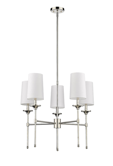 Chandelier Z-Lite 3033-5PN Polished Nickel Emily 5 Light Chandelier Z-Lite
