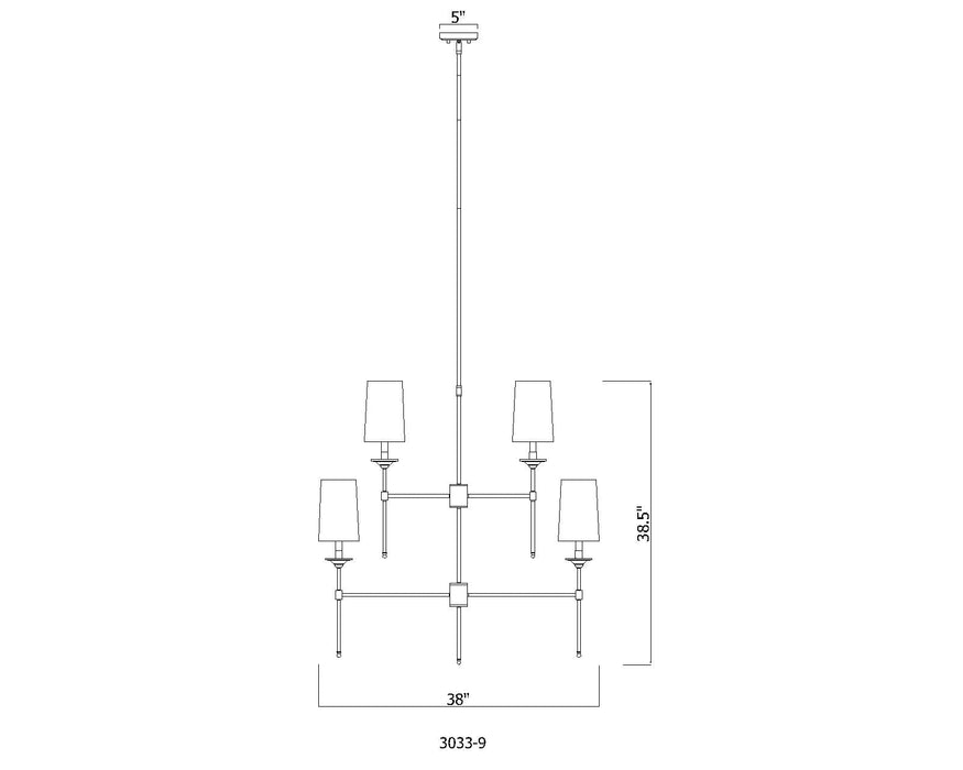 Chandelier Z-Lite 3033-9MB Matte Black Emily 9 Light Chandelier Z-Lite