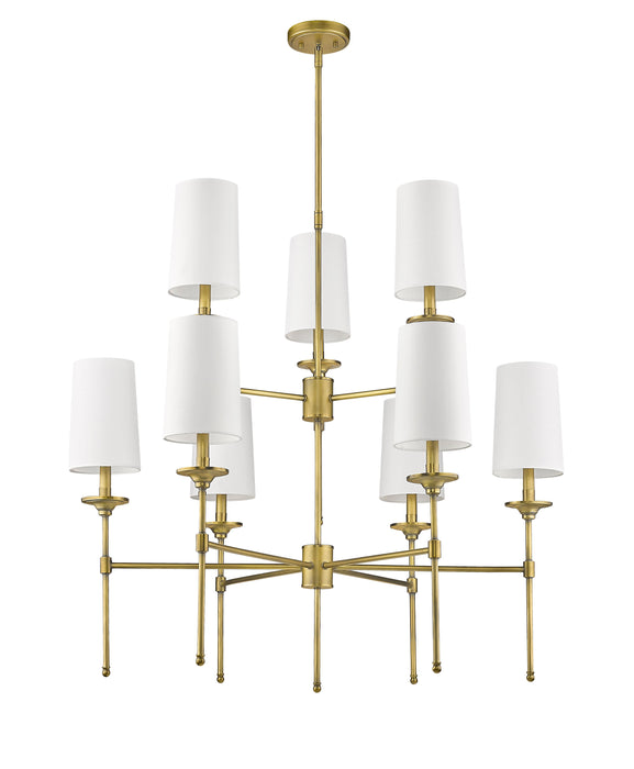 Chandelier Z-Lite 3033-9RB Rubbed Brass Emily 9 Light Chandelier Z-Lite