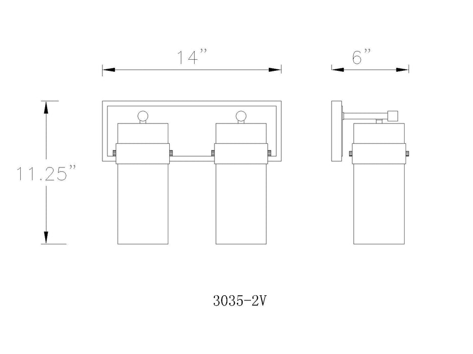 Vanity Z-Lite 3035-2V-PN Polished Nickel Fontaine 2 Light Vanity Z-Lite