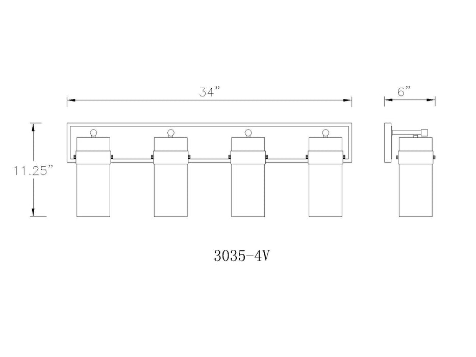 Vanity Z-Lite 3035-4V-PN Polished Nickel Fontaine 4 Light Vanity Z-Lite