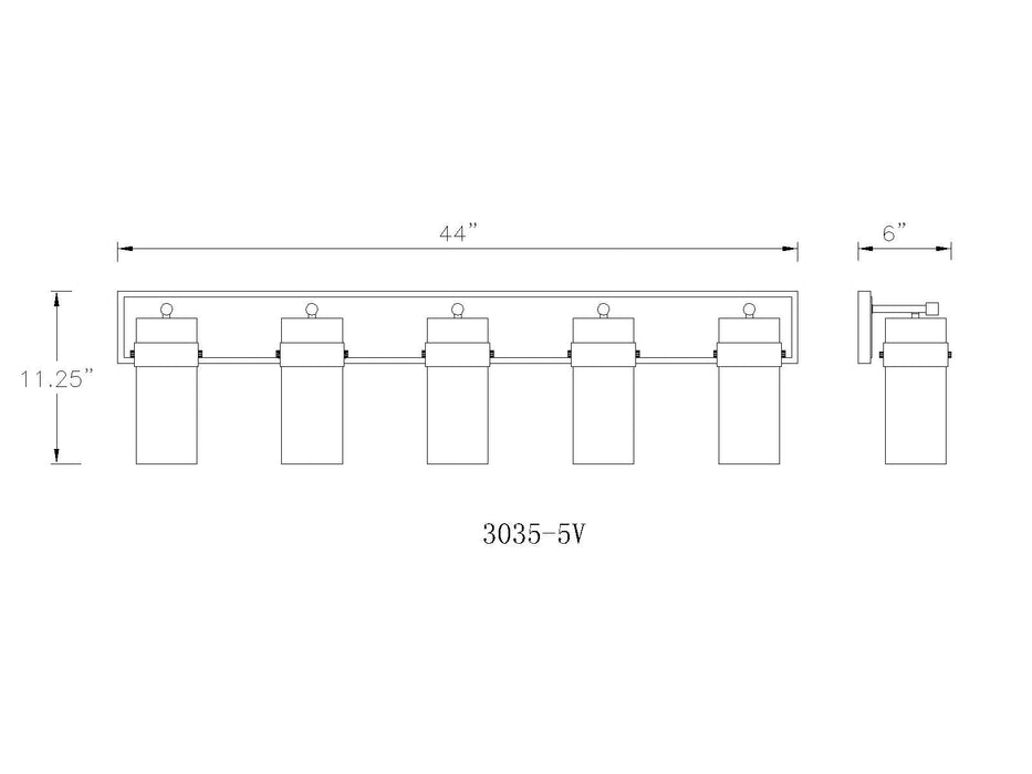 Vanity Z-Lite 3035-5V-MB Matte Black Fontaine 5 Light Vanity Z-Lite