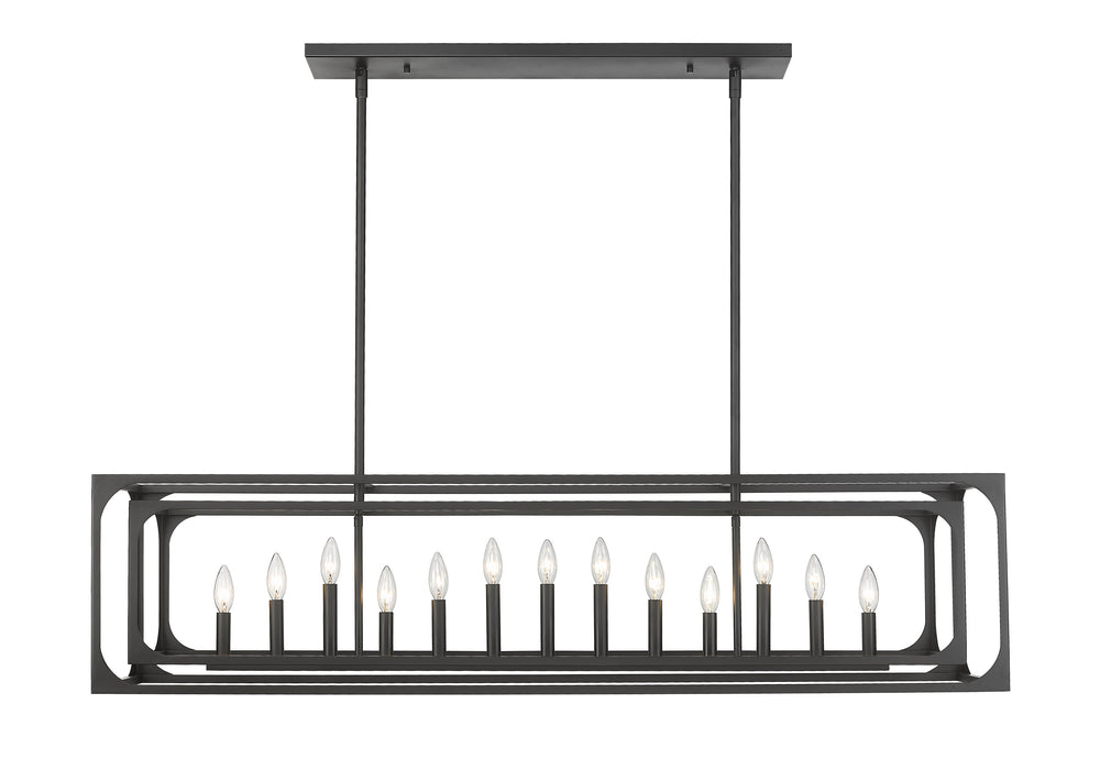 Linear Chandelier Z-Lite 3038-13L-MB Matte Black Easton 13 Light Linear Chandelier Z-Lite