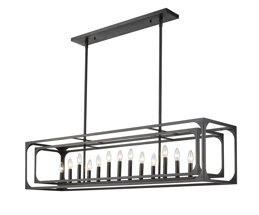 Linear Chandelier Z-Lite 3038-13L-MB Matte Black Easton 13 Light Linear Chandelier Z-Lite