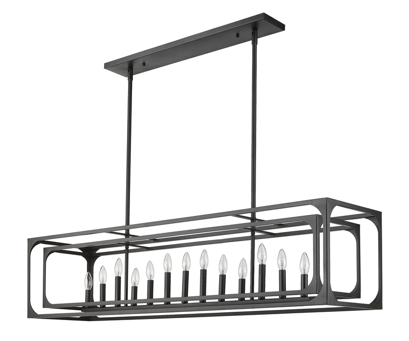 Linear Chandelier Z-Lite 3038-13L-MB Matte Black Easton 13 Light Linear Chandelier Z-Lite