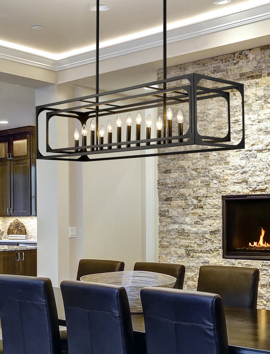 Linear Chandelier Z-Lite 3038-13L-MB Matte Black Easton 13 Light Linear Chandelier Z-Lite