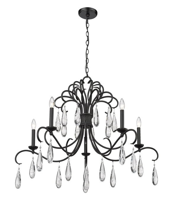 Chandelier Z-Lite 3039-38MB Matte Black Amara 5 Light Chandelier Z-Lite