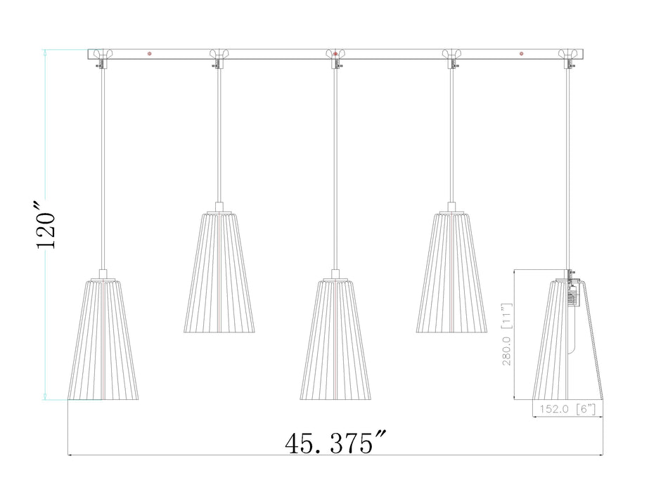 Linear Chandelier Z-Lite 3043P6-5L-BN Brushed Nickel Farrell 5 Light Linear Chandelier Z-Lite