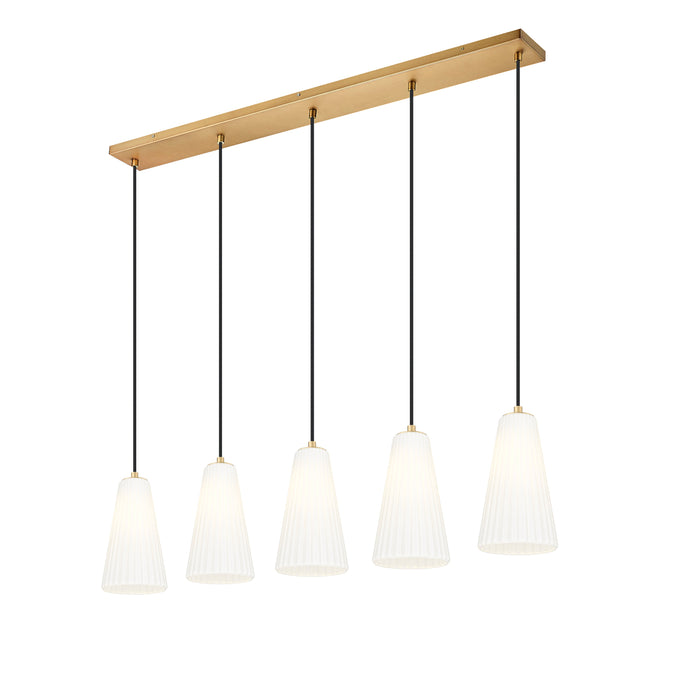 Linear Chandelier Z-Lite 3043P6-5L-MGLD Modern Gold Farrell 5 Light Linear Chandelier Z-Lite