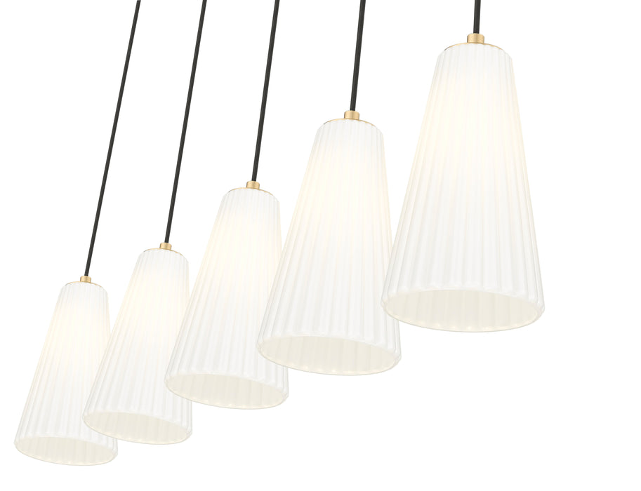 Linear Chandelier Z-Lite 3043P6-5L-MGLD Modern Gold Farrell 5 Light Linear Chandelier Z-Lite