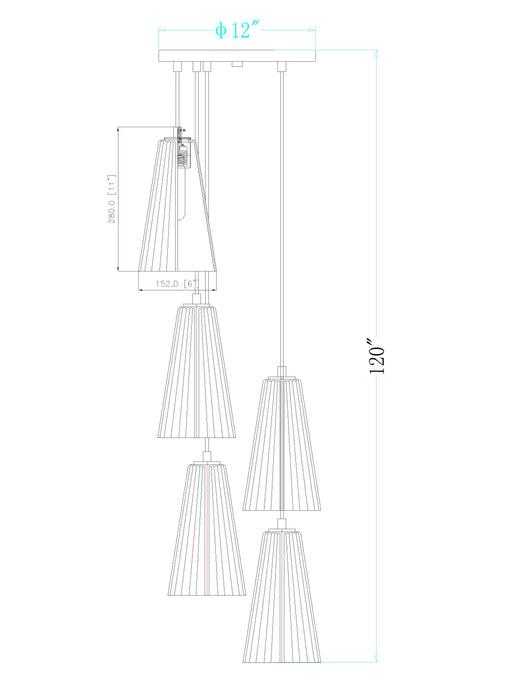 Chandelier Z-Lite 3043P6-5R-BN Brushed Nickel Farrell 5 Light Chandelier Z-Lite