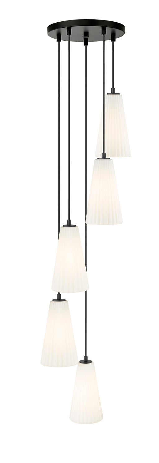 Chandelier Z-Lite 3043P6-5R-MB Matte Black Farrell 5 Light Chandelier Z-Lite