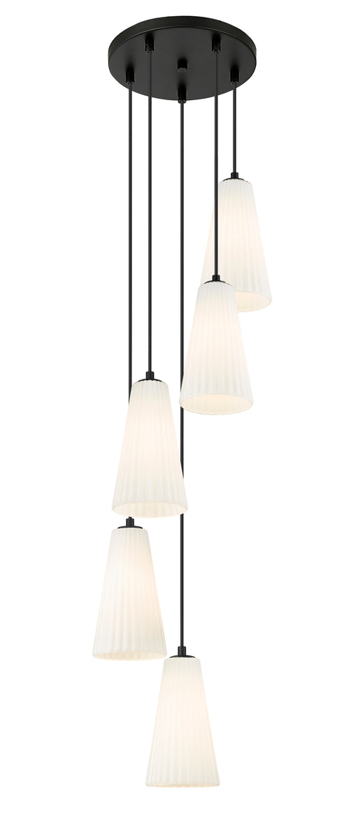 Chandelier Z-Lite 3043P6-5R-MB Matte Black Farrell 5 Light Chandelier Z-Lite