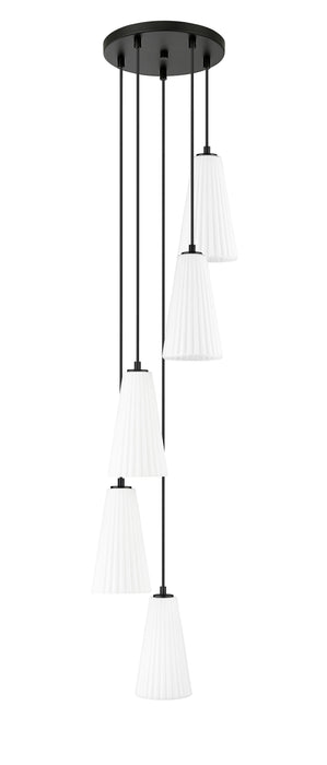 Chandelier Z-Lite 3043P6-5R-MB Matte Black Farrell 5 Light Chandelier Z-Lite