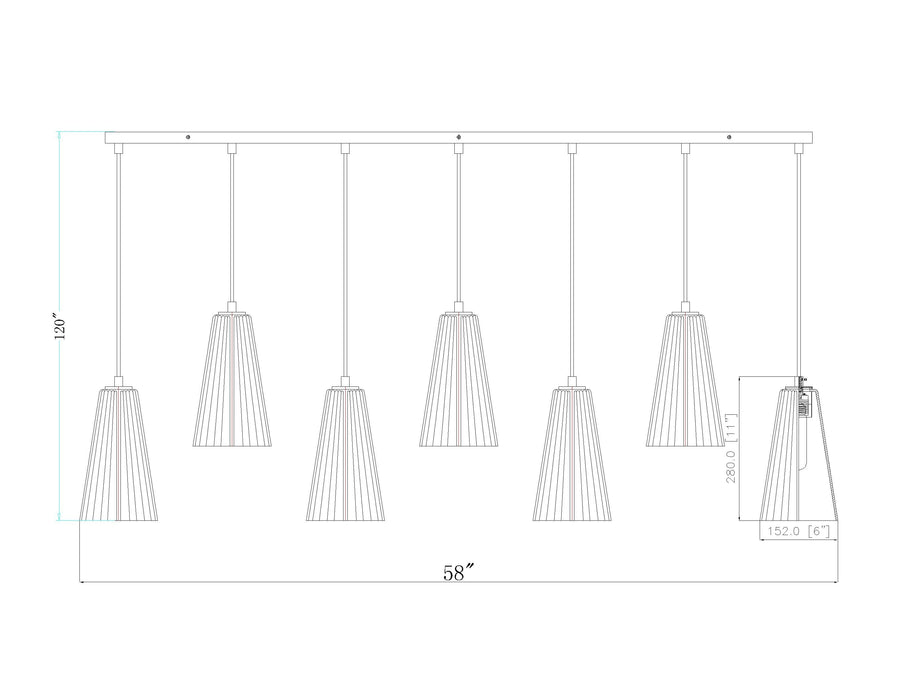 Linear Chandelier Z-Lite 3043P6-7L-BN Brushed Nickel Farrell 7 Light Linear Chandelier Z-Lite