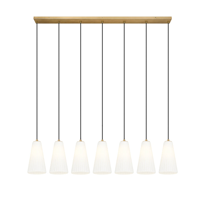 Linear Chandelier Z-Lite 3043P6-7L-MGLD Modern Gold Farrell 7 Light Linear Chandelier Z-Lite