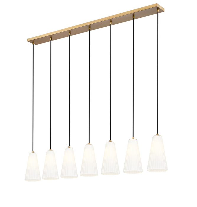 Linear Chandelier Z-Lite 3043P6-7L-MGLD Modern Gold Farrell 7 Light Linear Chandelier Z-Lite