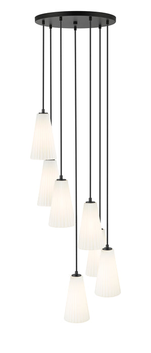 Chandelier Z-Lite 3043P6-7R-MB Matte Black Farrell 7 Light Chandelier Z-Lite
