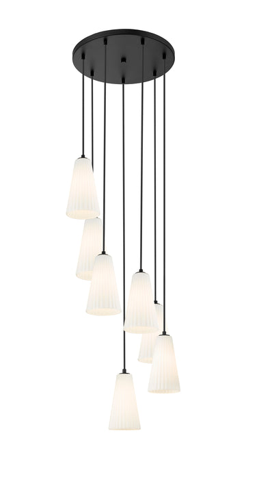 Chandelier Z-Lite 3043P6-7R-MB Matte Black Farrell 7 Light Chandelier Z-Lite
