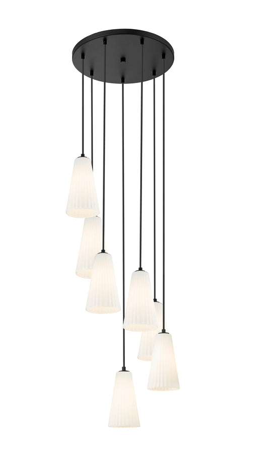 Chandelier Z-Lite 3043P6-7R-MB Matte Black Farrell 7 Light Chandelier Z-Lite