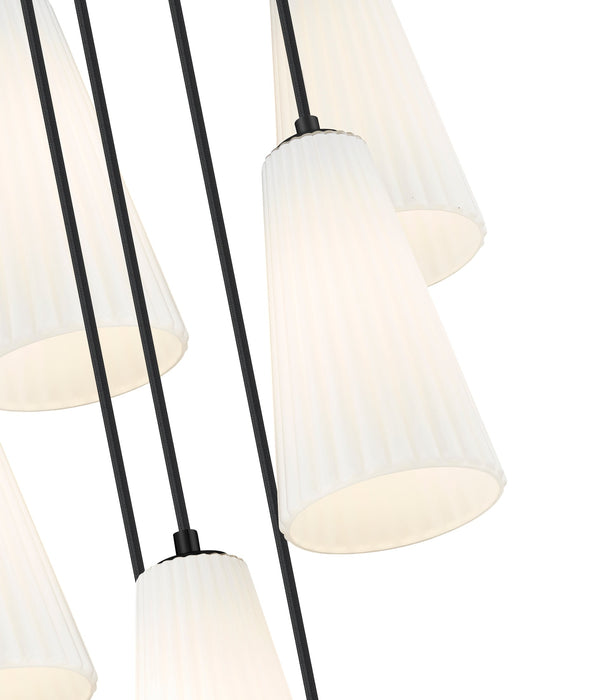 Chandelier Z-Lite 3043P6-7R-MB Matte Black Farrell 7 Light Chandelier Z-Lite