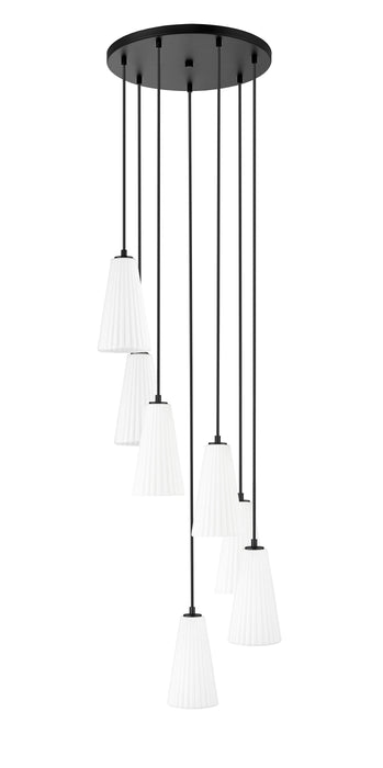 Chandelier Z-Lite 3043P6-7R-MB Matte Black Farrell 7 Light Chandelier Z-Lite