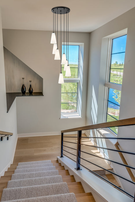 Chandelier Z-Lite 3043P6-7R-MB Matte Black Farrell 7 Light Chandelier Z-Lite