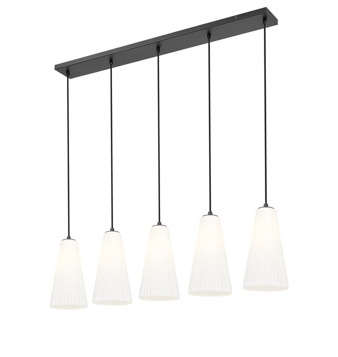 Linear Chandelier Z-Lite 3043P7-5L-MB Matte Black Farrell 5 Light Linear Chandelier Z-Lite