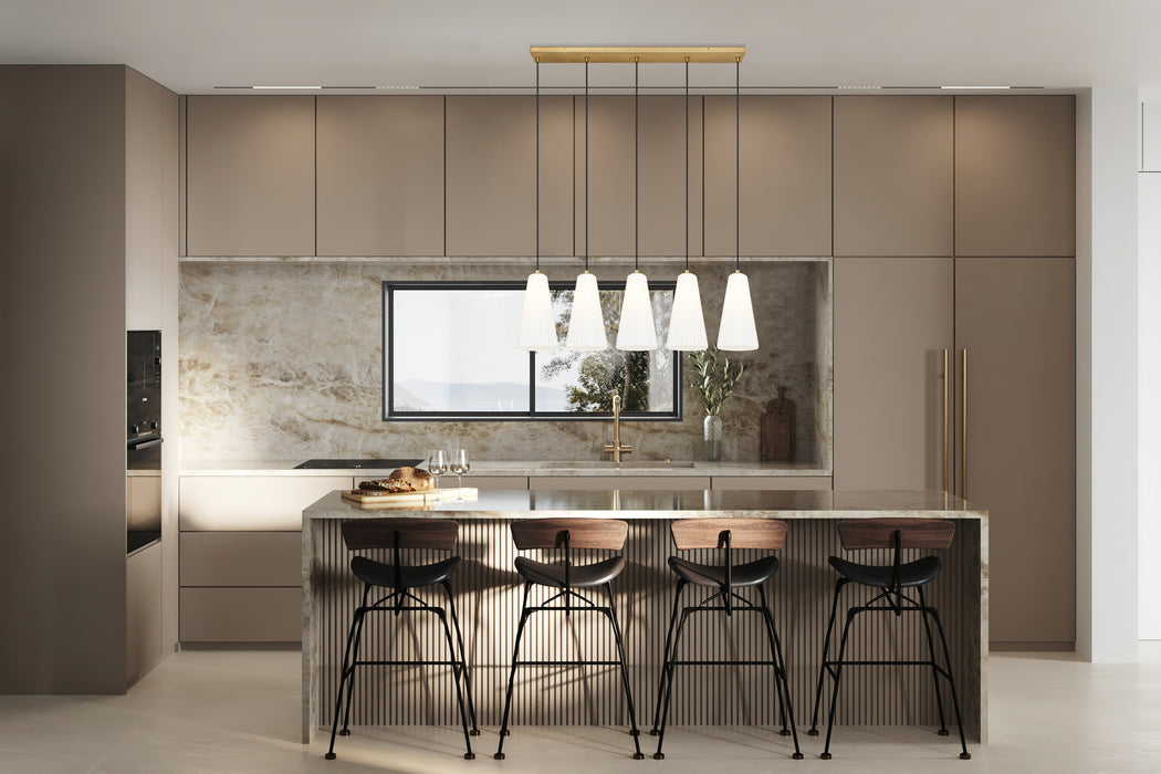 Linear Chandelier Z-Lite 3043P7-5L-MGLD Modern Gold Farrell 5 Light Linear Chandelier Z-Lite