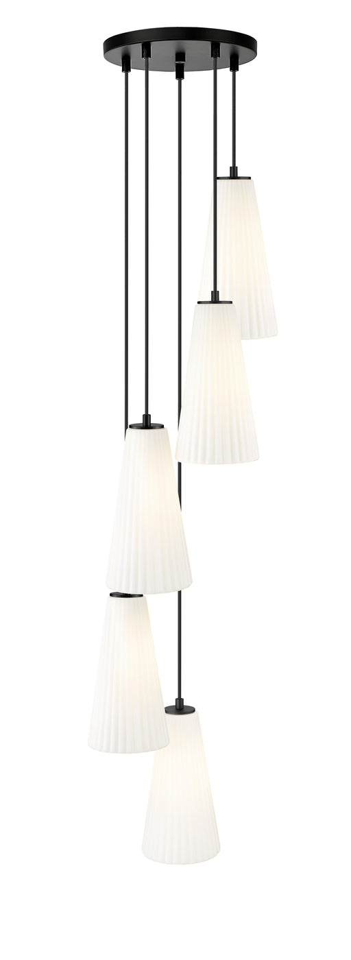 Chandelier Z-Lite 3043P7-5R-MB Matte Black Farrell 5 Light Chandelier Z-Lite