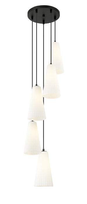 Chandelier Z-Lite 3043P7-5R-MB Matte Black Farrell 5 Light Chandelier Z-Lite