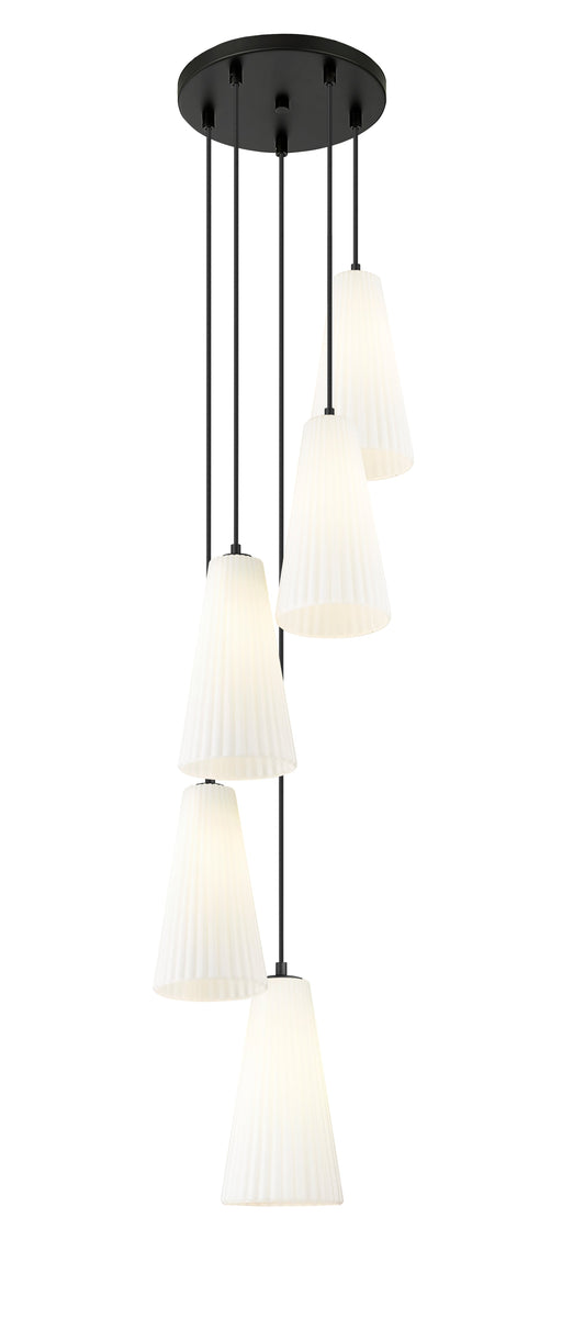 Chandelier Z-Lite 3043P7-5R-MB Matte Black Farrell 5 Light Chandelier Z-Lite