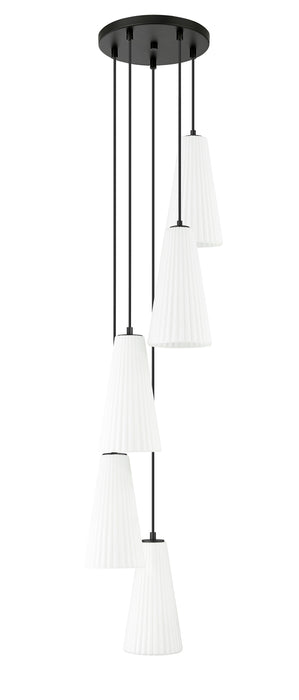 Chandelier Z-Lite 3043P7-5R-MB Matte Black Farrell 5 Light Chandelier Z-Lite