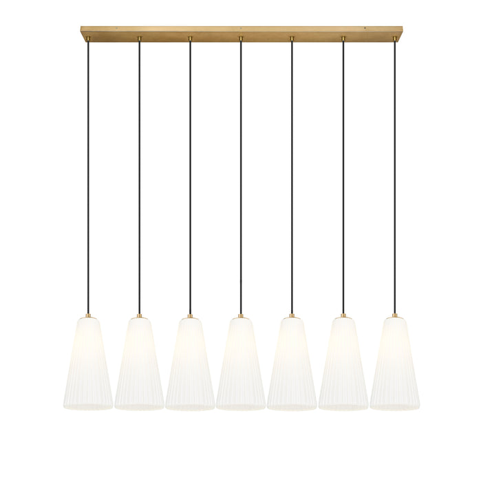Linear Chandelier Z-Lite 3043P7-7L-MGLD Modern Gold Farrell 7 Light Linear Chandelier Z-Lite