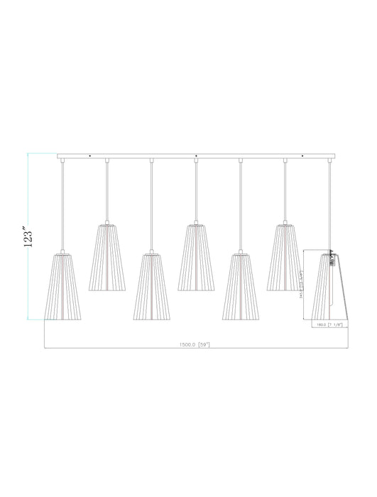 Linear Chandelier Z-Lite 3043P7-7L-MGLD Modern Gold Farrell 7 Light Linear Chandelier Z-Lite