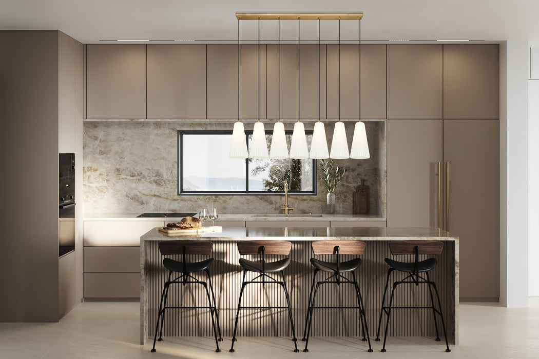 Linear Chandelier Z-Lite 3043P7-7L-MGLD Modern Gold Farrell 7 Light Linear Chandelier Z-Lite