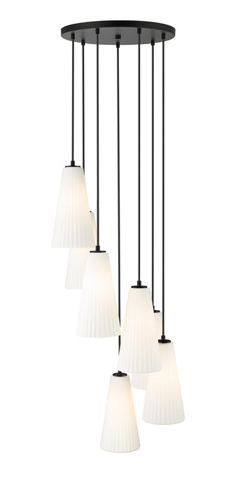 Chandelier Z-Lite 3043P7-7R-MB Matte Black Farrell 7 Light Chandelier Z-Lite