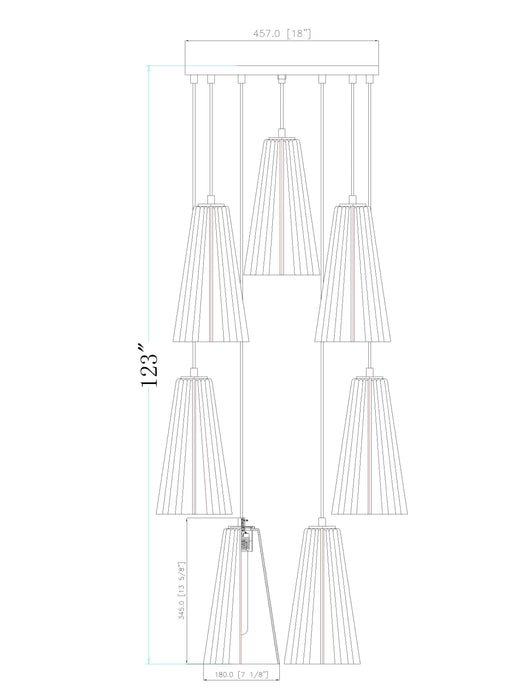 Chandelier Z-Lite 3043P7-7R-MB Matte Black Farrell 7 Light Chandelier Z-Lite