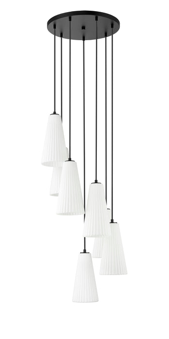 Chandelier Z-Lite 3043P7-7R-MB Matte Black Farrell 7 Light Chandelier Z-Lite