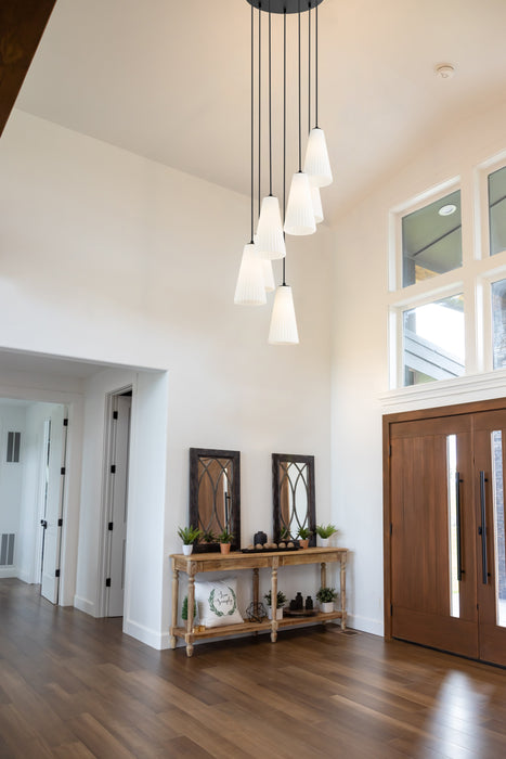 Chandelier Z-Lite 3043P7-7R-MB Matte Black Farrell 7 Light Chandelier Z-Lite