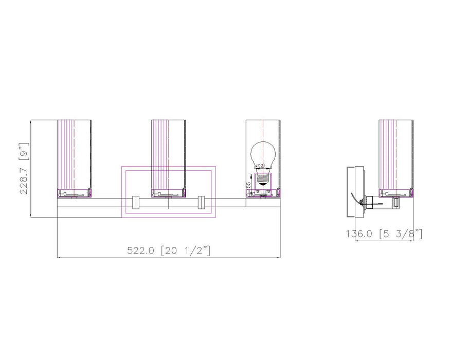 Vanity Z-Lite 3044-3V-BN Brushed Nickel Danica 3 Light Vanity Z-Lite