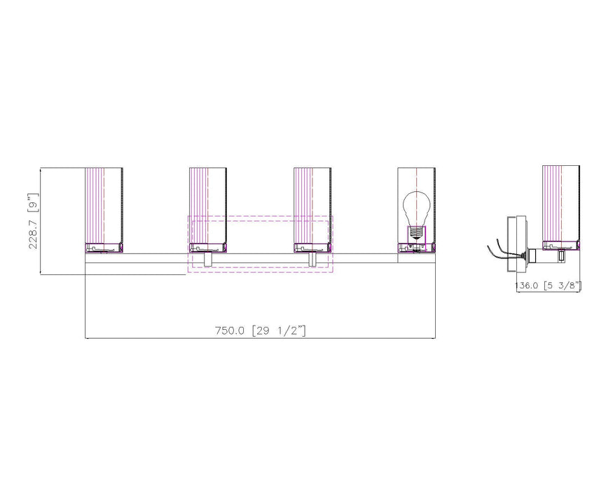Vanity Z-Lite 3044-4V-MB Matte Black Danica 4 Light Vanity Z-Lite