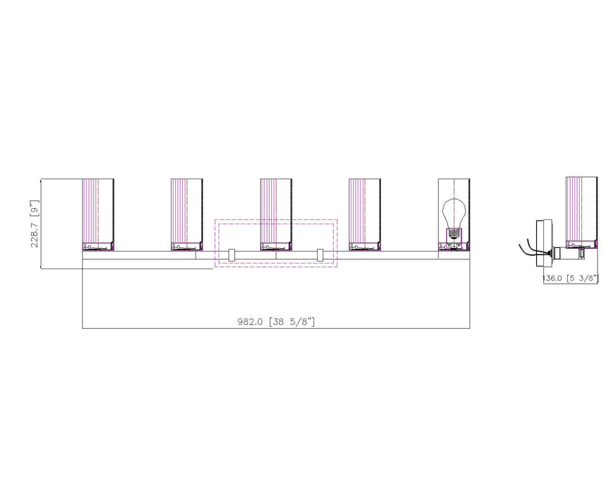 Vanity Z-Lite 3044-5V-MB Matte Black Danica 5 Light Vanity Z-Lite