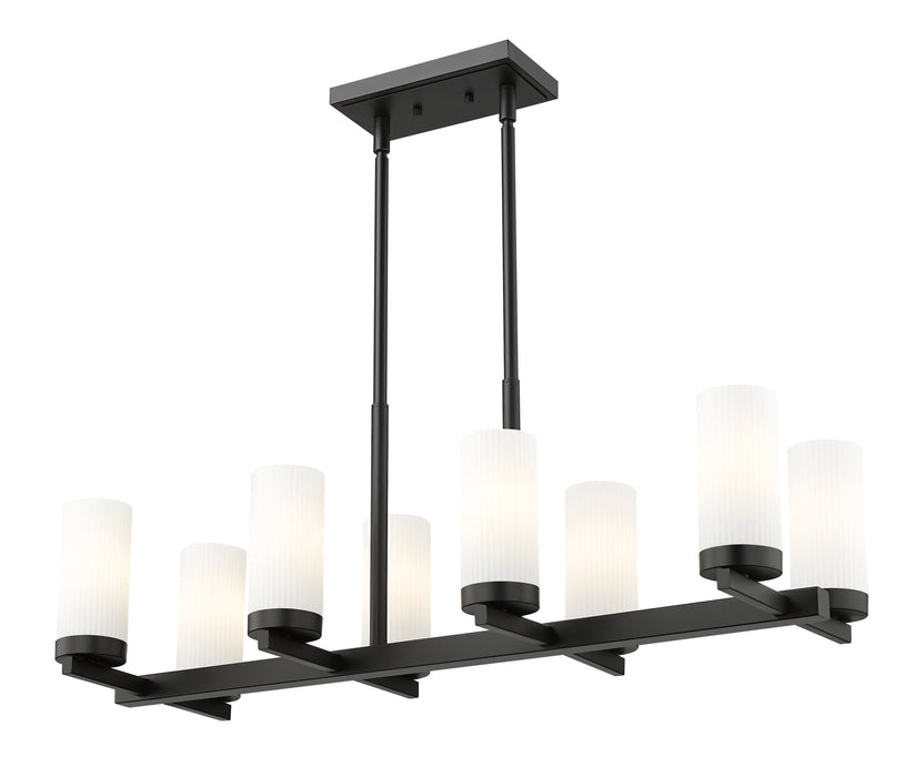 Linear Chandelier Z-Lite 3044-8L-MB Matte Black Danica 8 Light Linear Chandelier Z-Lite