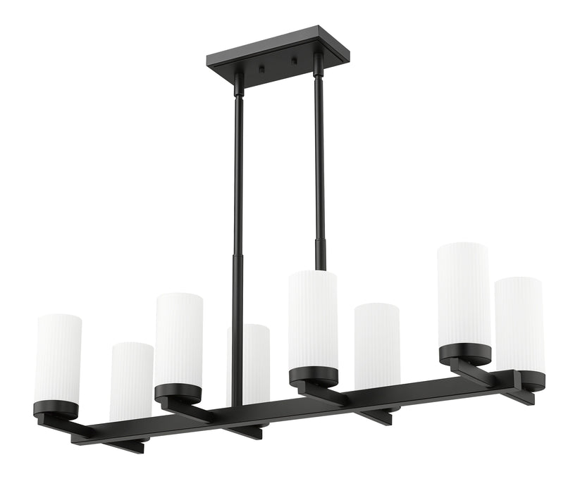 Linear Chandelier Z-Lite 3044-8L-MB Matte Black Danica 8 Light Linear Chandelier Z-Lite