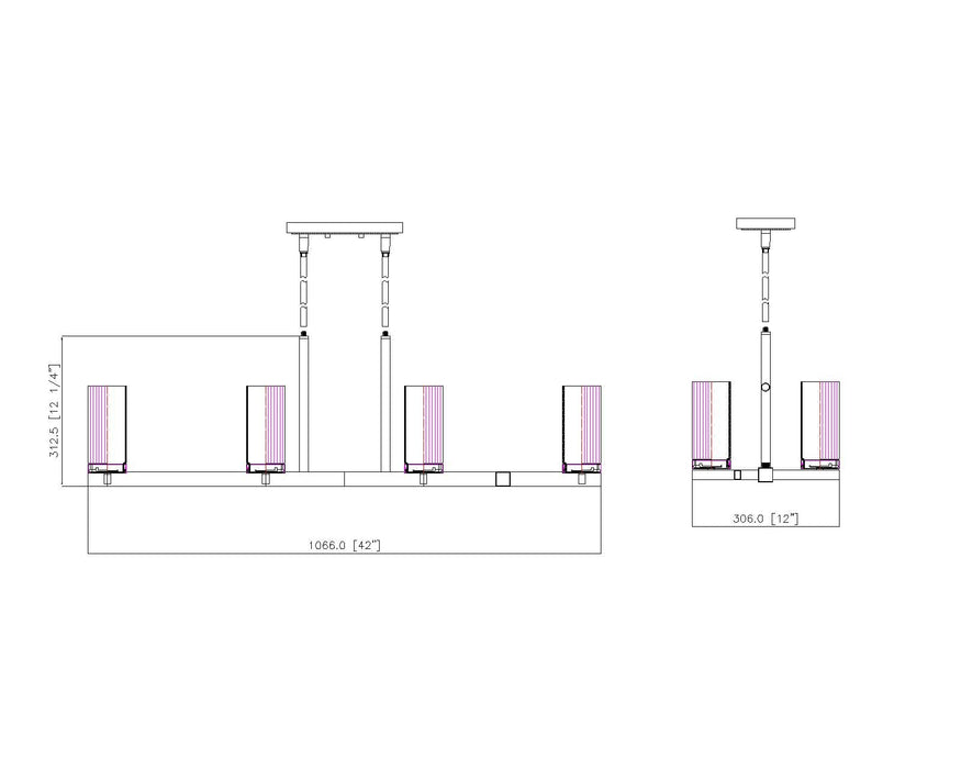 Linear Chandelier Z-Lite 3044-8L-MGLD Modern Gold Danica 8 Light Linear Chandelier Z-Lite