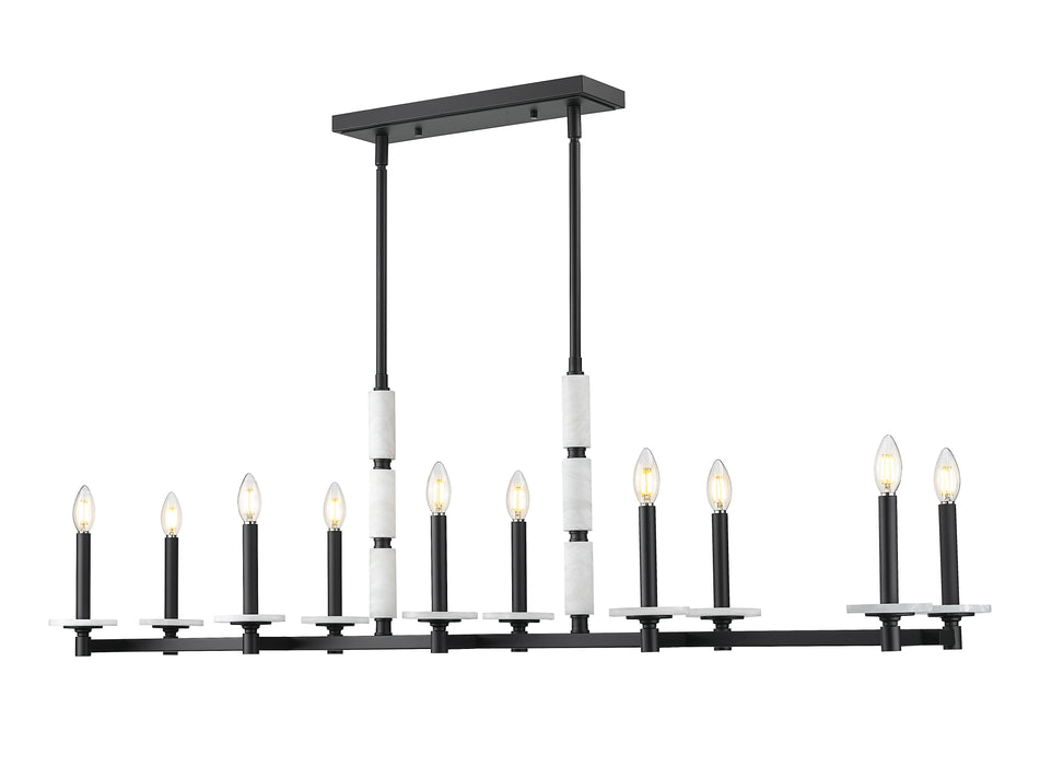 Linear Chandelier Z-Lite 3045-10L-MB Matte Black Kaden 10 Light Linear Chandelier Z-Lite