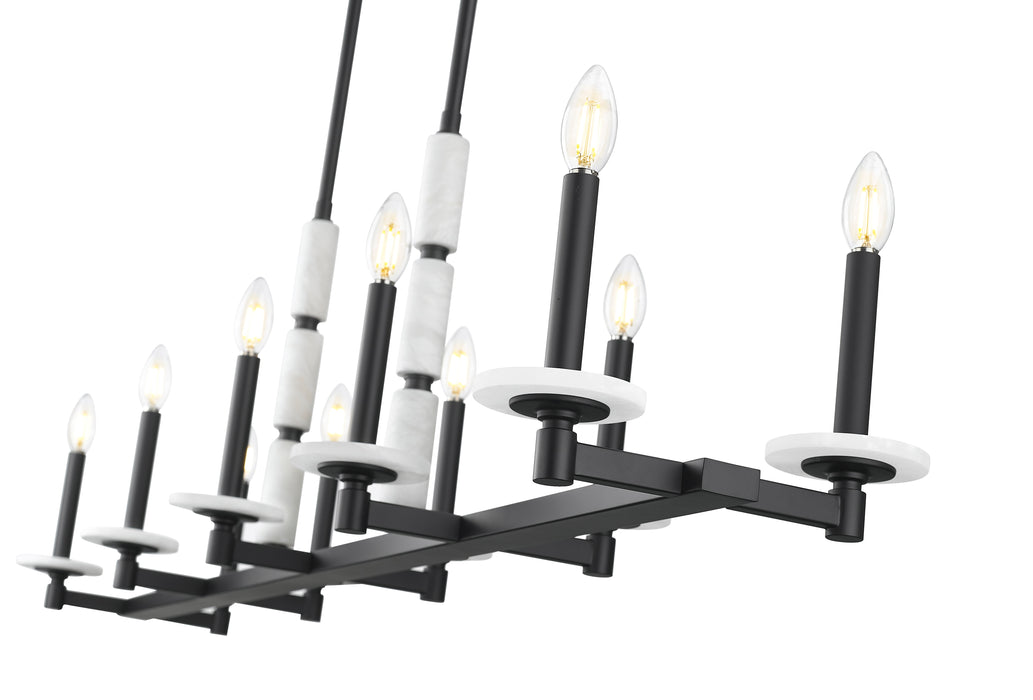 Linear Chandelier Z-Lite 3045-10L-MB Matte Black Kaden 10 Light Linear Chandelier Z-Lite