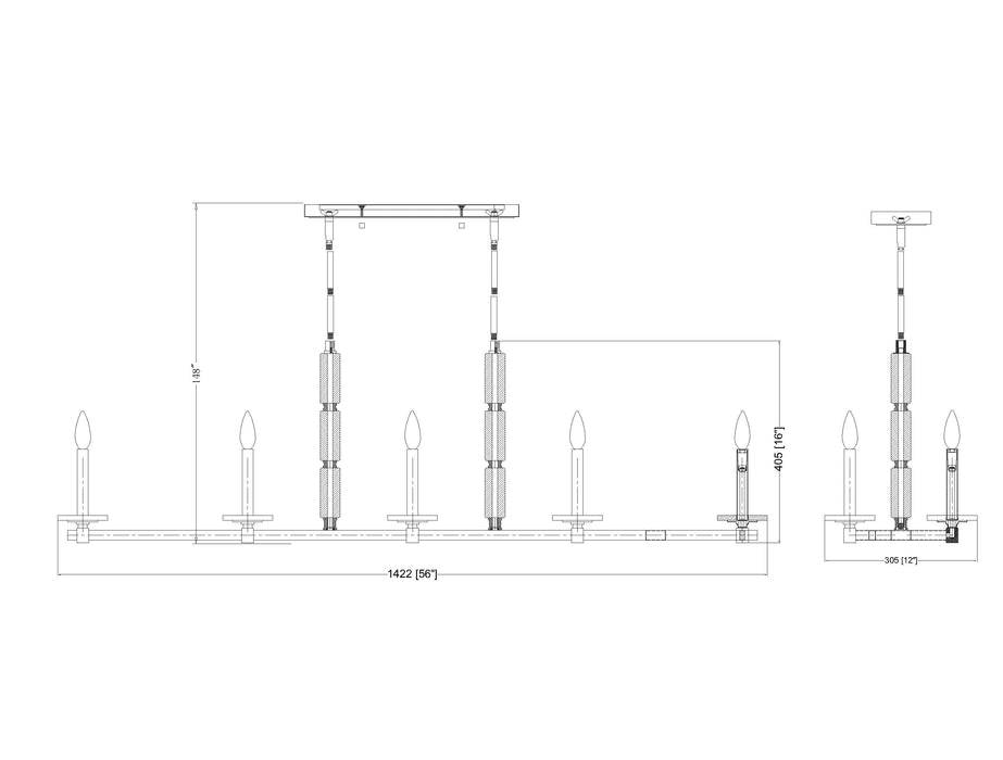 Linear Chandelier Z-Lite 3045-10L-MB Matte Black Kaden 10 Light Linear Chandelier Z-Lite