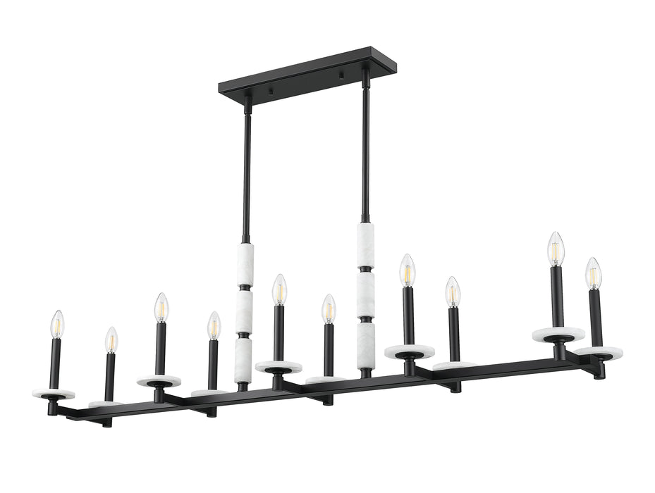 Linear Chandelier Z-Lite 3045-10L-MB Matte Black Kaden 10 Light Linear Chandelier Z-Lite